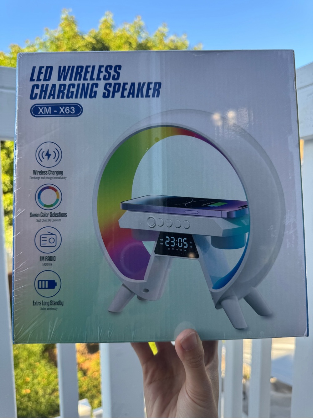 LED Wireless Charging Speaker with RGB Ring - White
